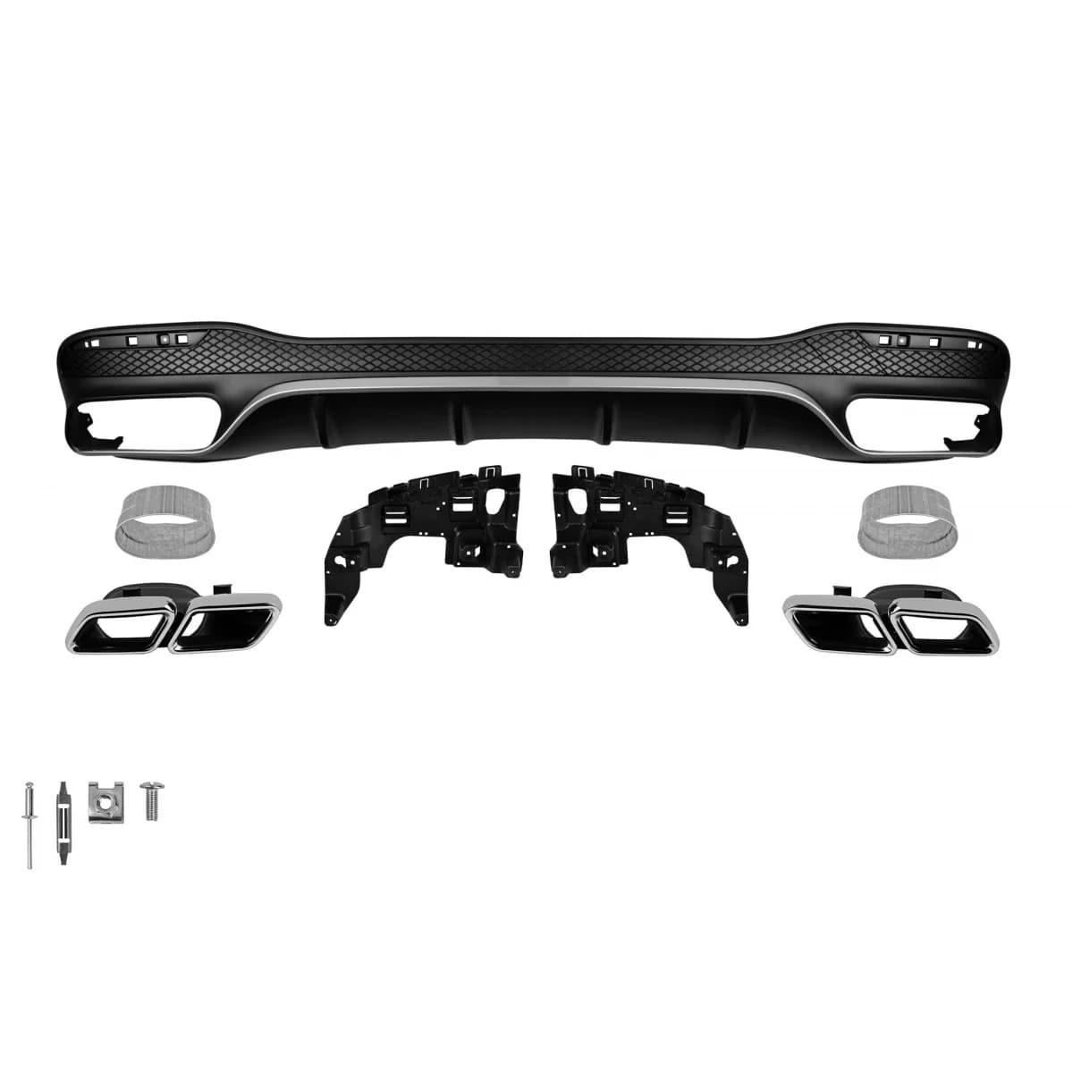 Type A Design diffuser with chrome tips suitable for rear bumper for Mercedes GLS X166 2015-2019 -oo--oo-