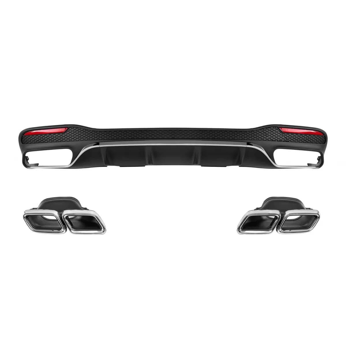 GLE63 type diffuser with chrome tips suitable for rear A Design bumper Mercedes GLE W166 2015-2019 -oo--oo-, with chrome trim
