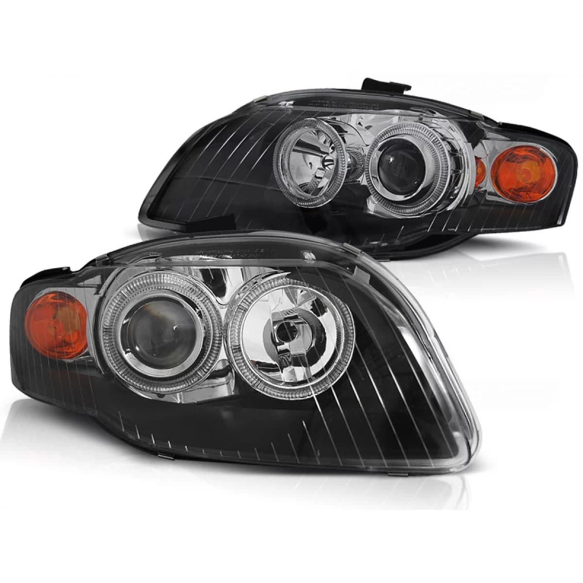 HEADLIGHTS ANGEL EYES BLACK fits AUDI A4 B7 11.04-03.08
