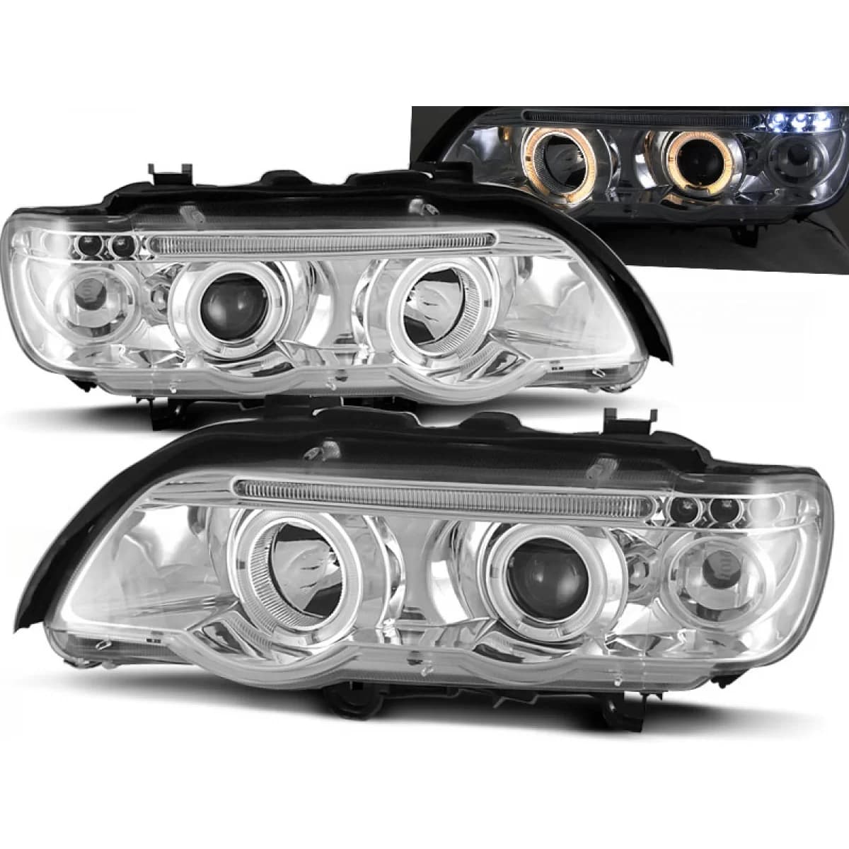HEADLIGHTS ANGEL EYES CHROME fits BMW X5 E53 09.99-10.03