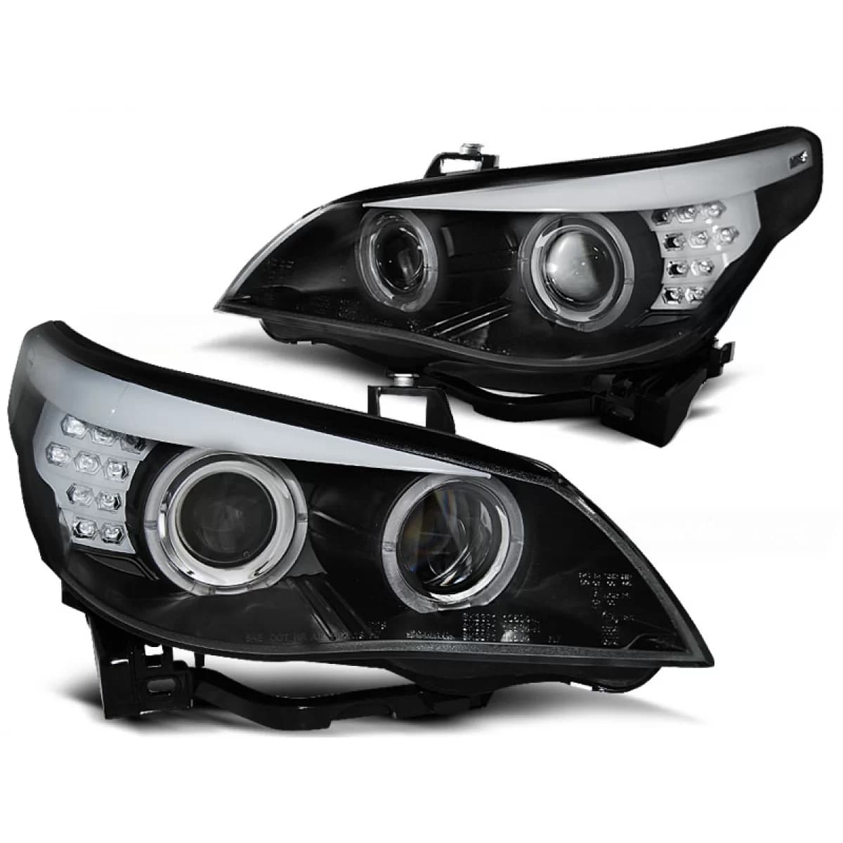 HEADLIGHTS ANGEL EYES BLACK LED INDICATOR fits BMW E60/E61 03-07