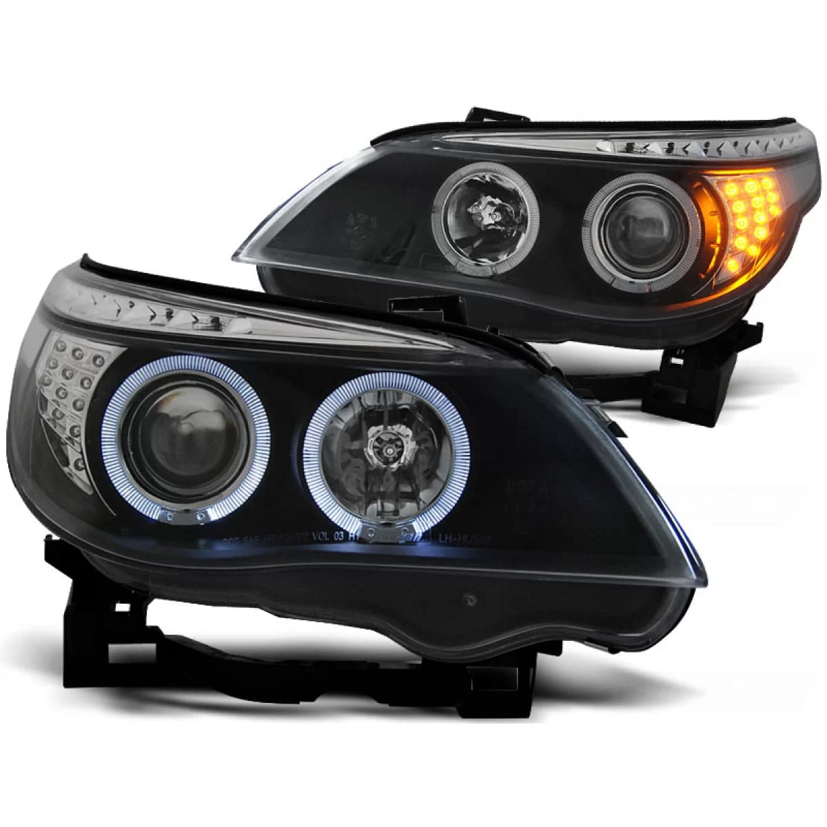 HEADLIGHTS ANGEL EYES BLACK LED INDICATOR fits BMW E60/E61 03-07