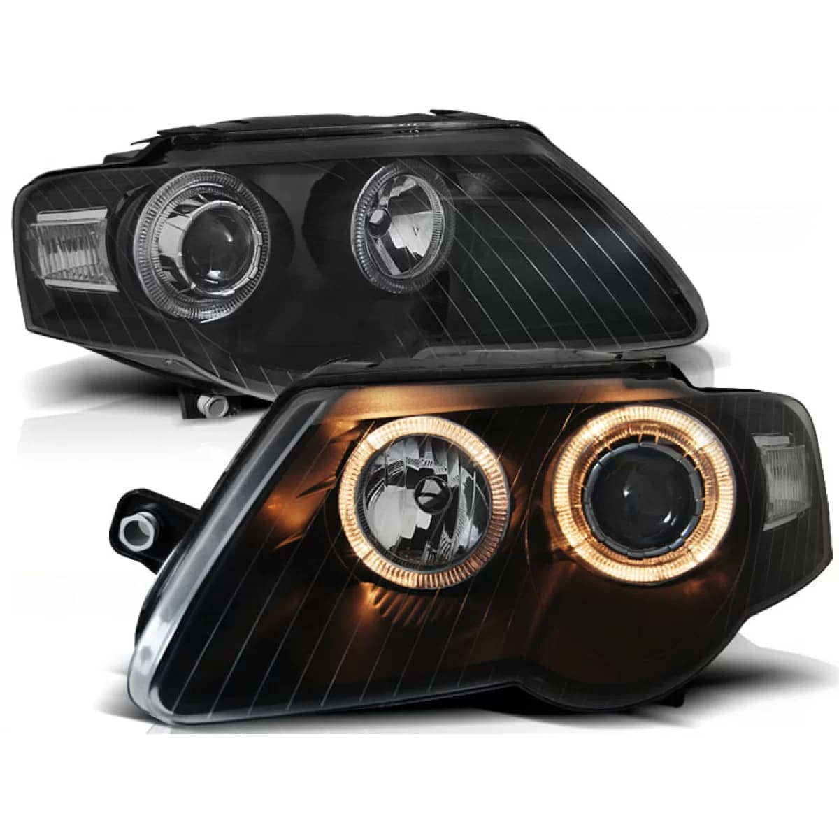 HEADLIGHTS ANGEL EYES BLACK fits VW PASSAT B6 3C 03.05-10