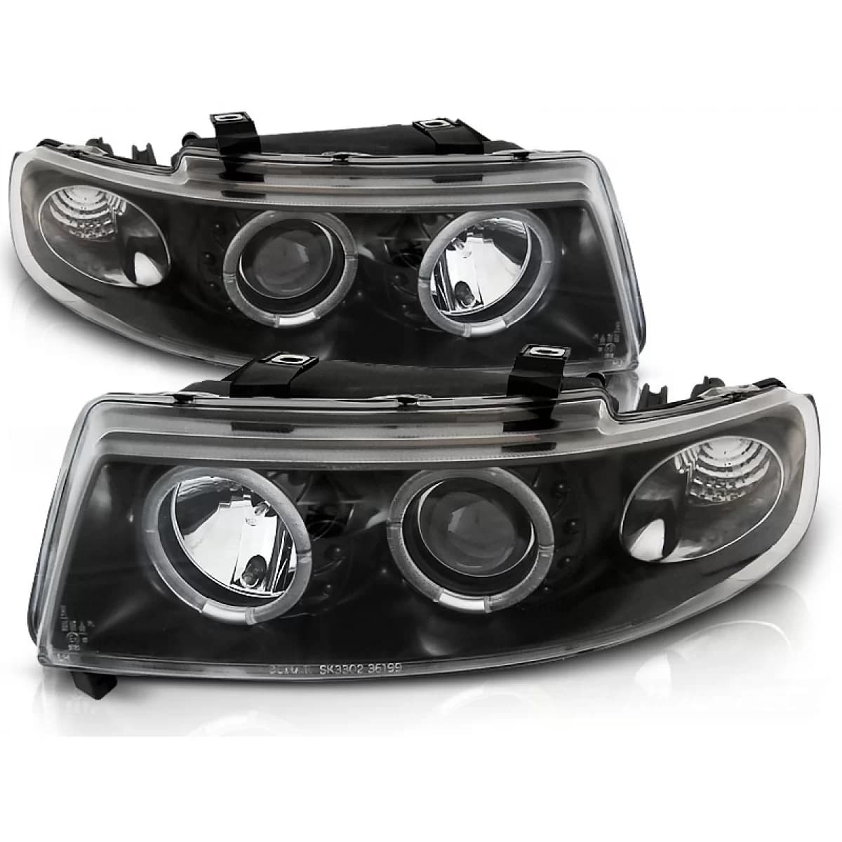 HEADLIGHTS ANGEL EYES BLACK fits SEAT LEON / TOLEDO 04.99-08.04