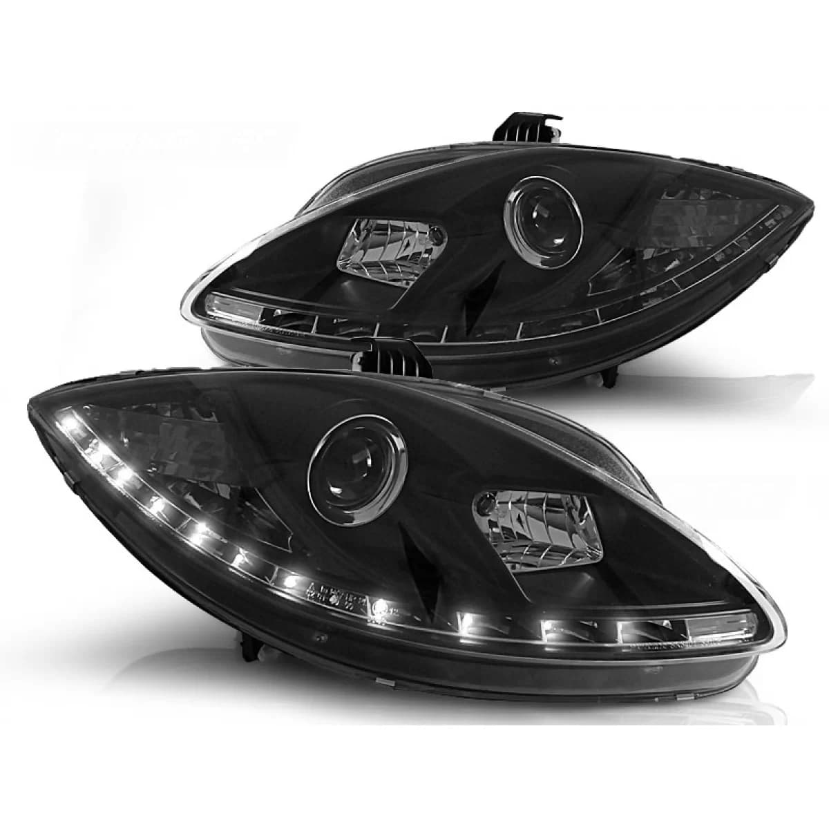 HEADLIGHTS DAYLIGHT BLACK fits SEAT LEON ALTEA TOLEDO 06.05-09