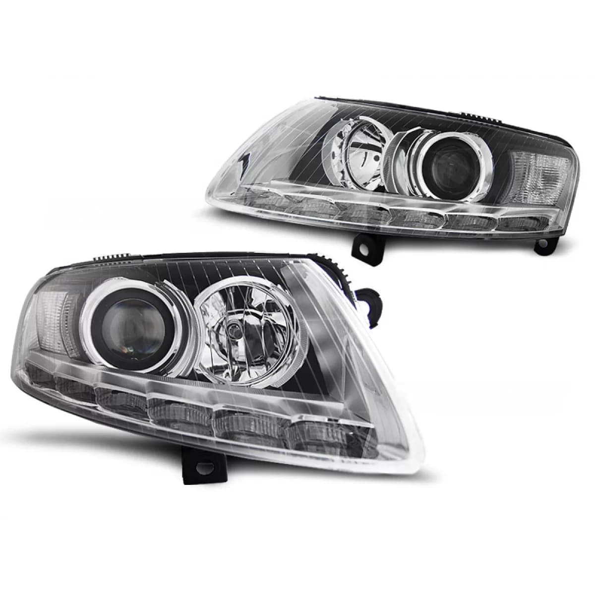 XENON HEADLIGHTS TRUE DRL CHROME fits AUDI A6 C6 04.04-08