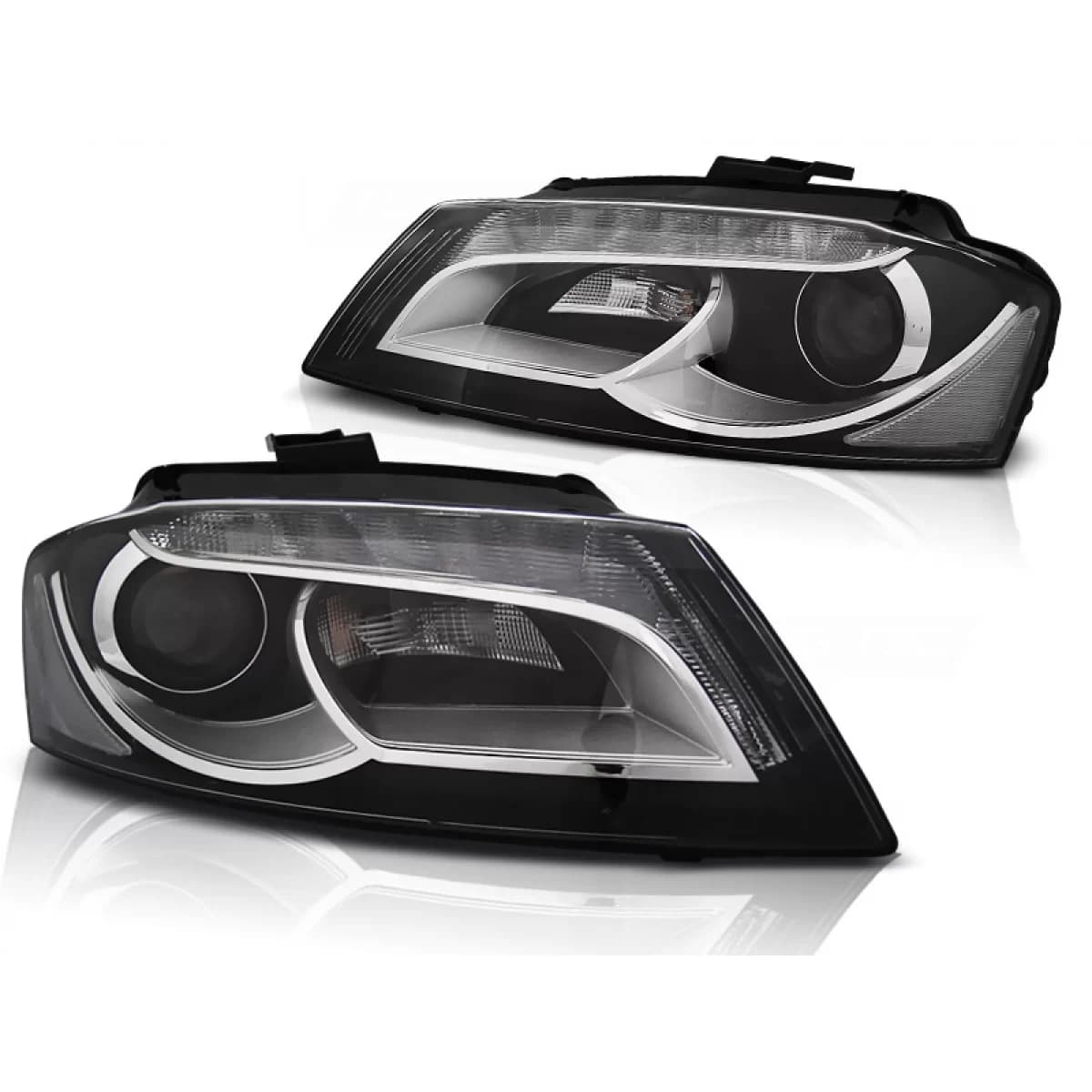 HEADLIGHTS TRUE DRL BLACK fits AUDI A3 8P 08-12