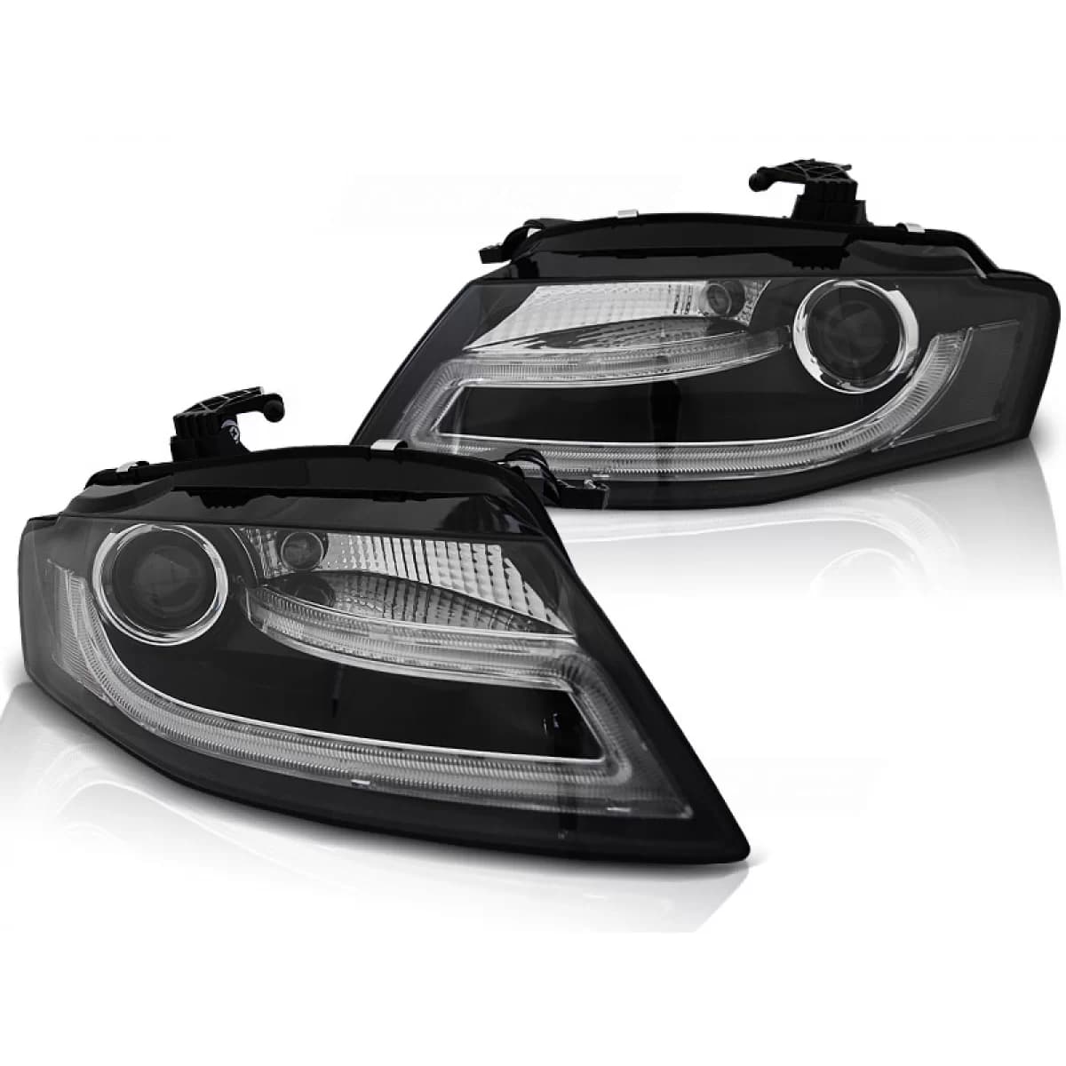 HEADLIGHTS TRUE DRL BLACK fits AUDI A4 B8 04.08-11