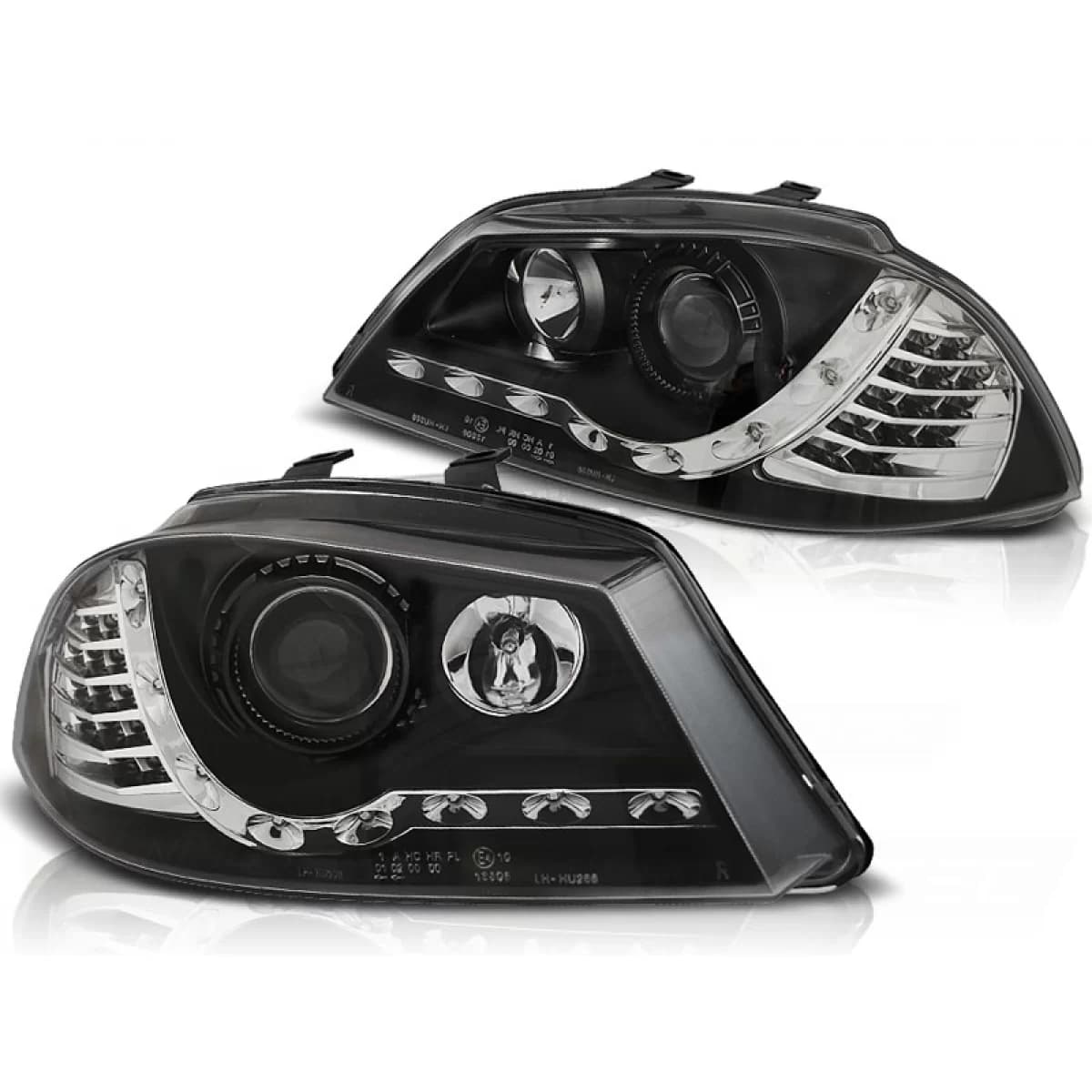 HEADLIGHTS DAYLIGHT BLACK fits SEAT IBIZA 6L 04.02-08