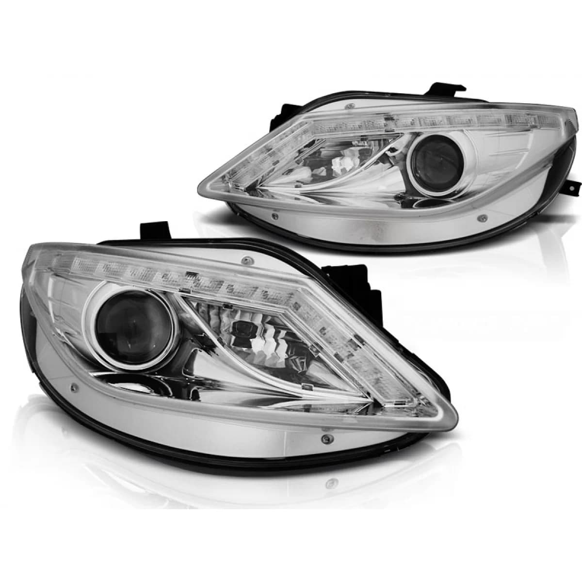 HEADLIGHTS DAYLIGHT CHROME with LED INDICATOR fits SEAT IBIZA 6J 06.08-12