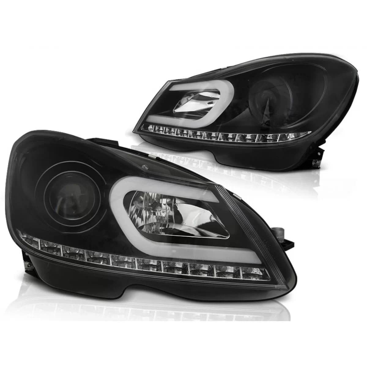 HEADLIGHTS TUBE LIGHT BLACK fits MERCEDES W204 11-14