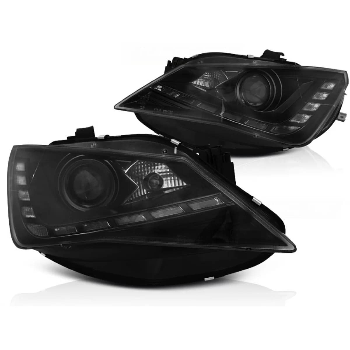 HEADLIGHTS TRUE DRL BLACK fits SEAT SEAT IBIZA 6J 12-15