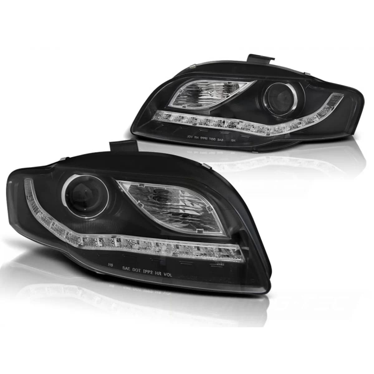 HEADLIGHTS DAYLIGHT BLACK fits AUDI A4 B7 11.04-03.08