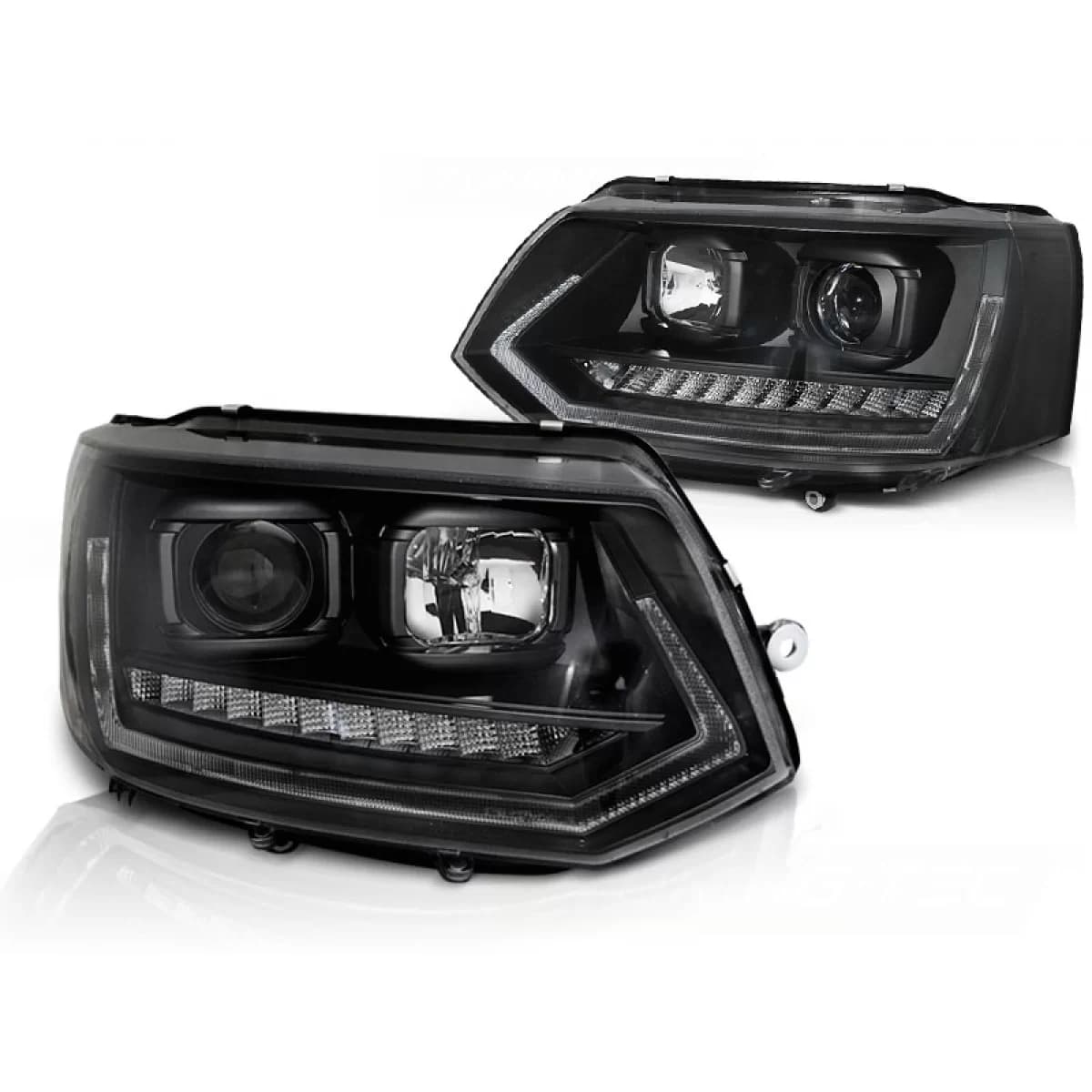 HEADLIGHTS TUBE LIGHT DRL BLACK SEQ fits VW T5 2010-2015