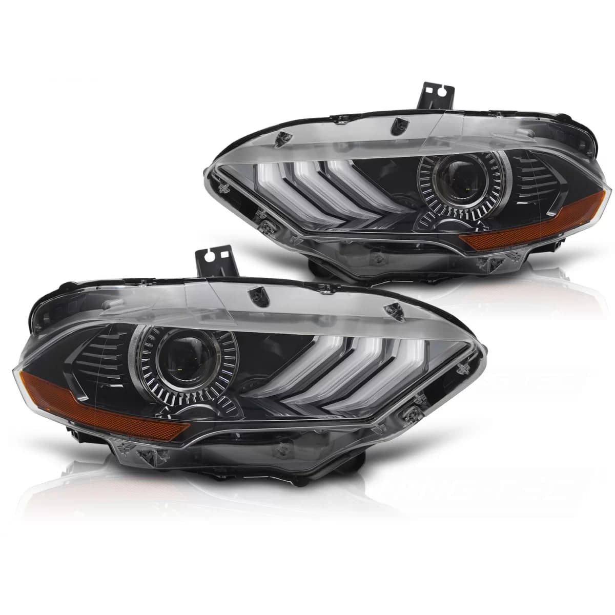 LED HEADLIGHTS RGB DRL BLACK fits FORD MUSTANG 18-21