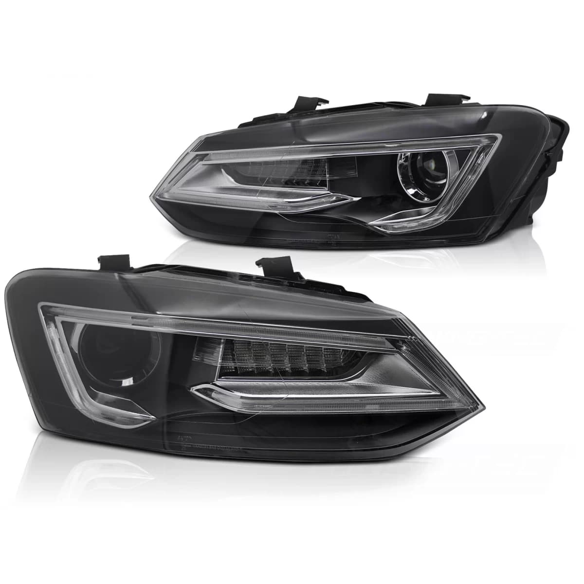 HEADLIGHTS BLACK LED fits VW POLO V 09-17
