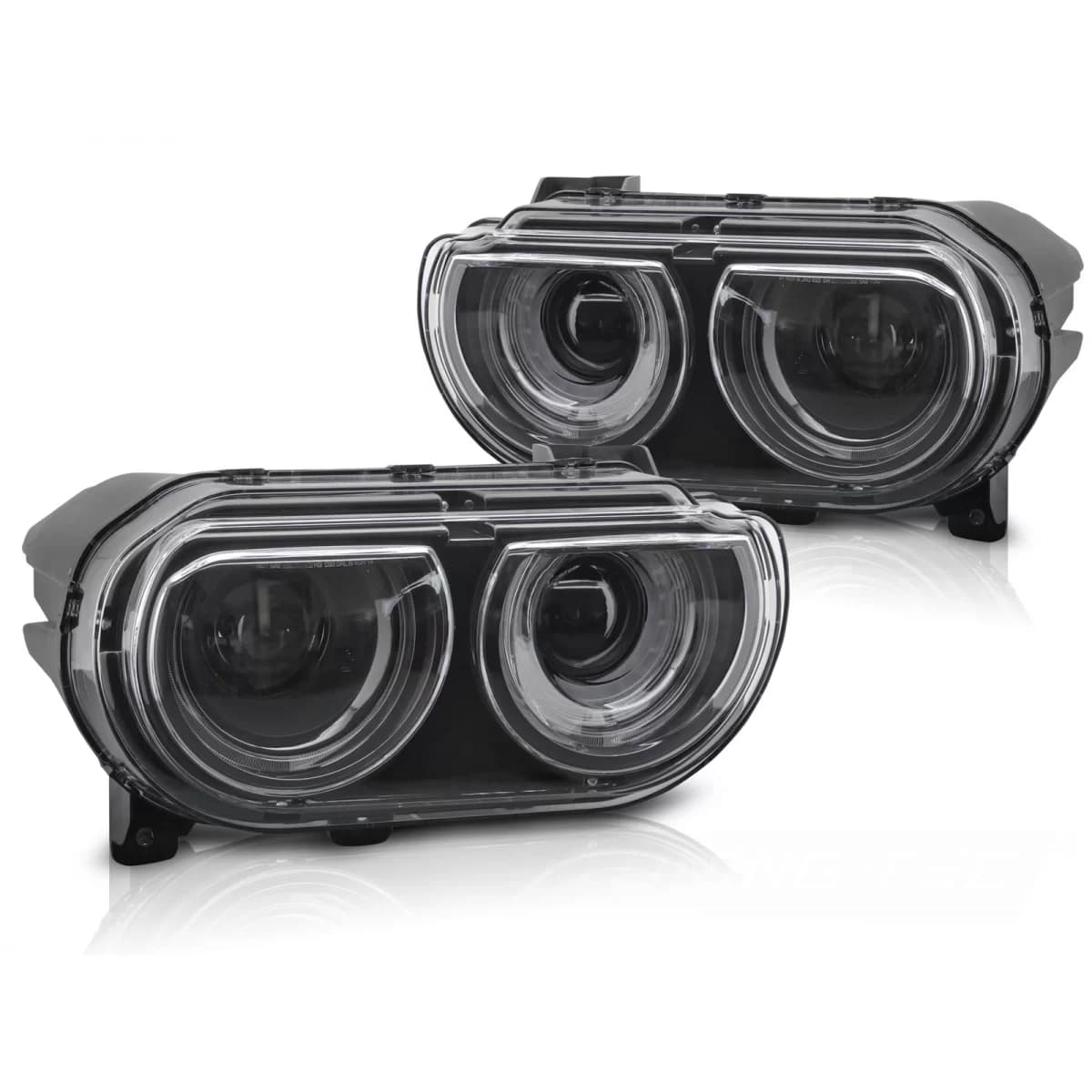 HEADLIGHTS BLACK DRL fits DODGE CHALLENGER 08-14