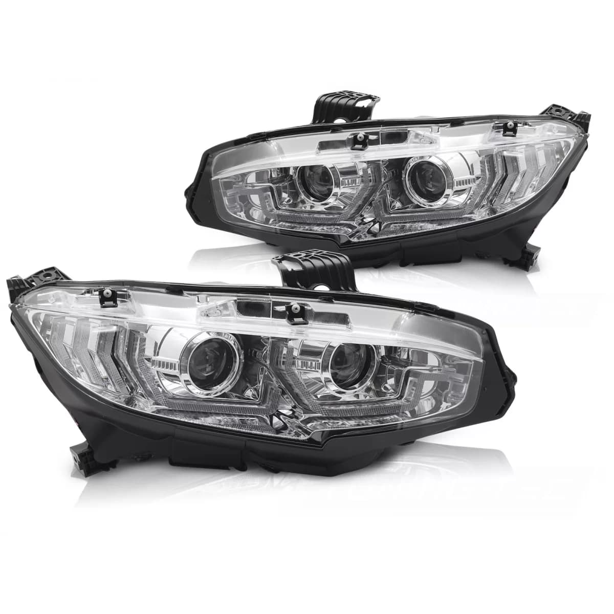 HEADLIGHTS CHROME DRL SEQ fits HONDA CIVIC X 16-21