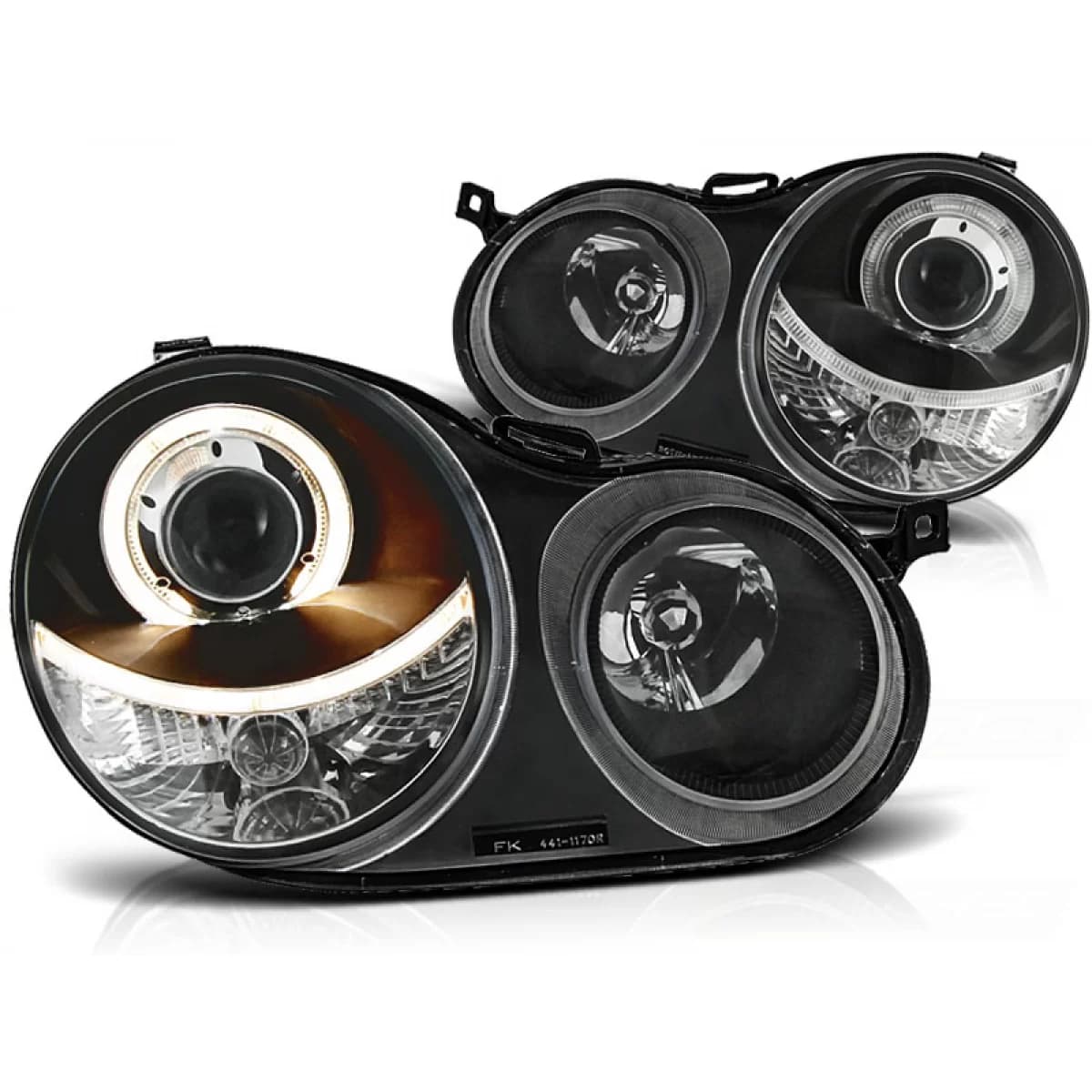 HEADLIGHTS ANGEL EYES BLACK fits VW POLO 9N 11.01-04.05