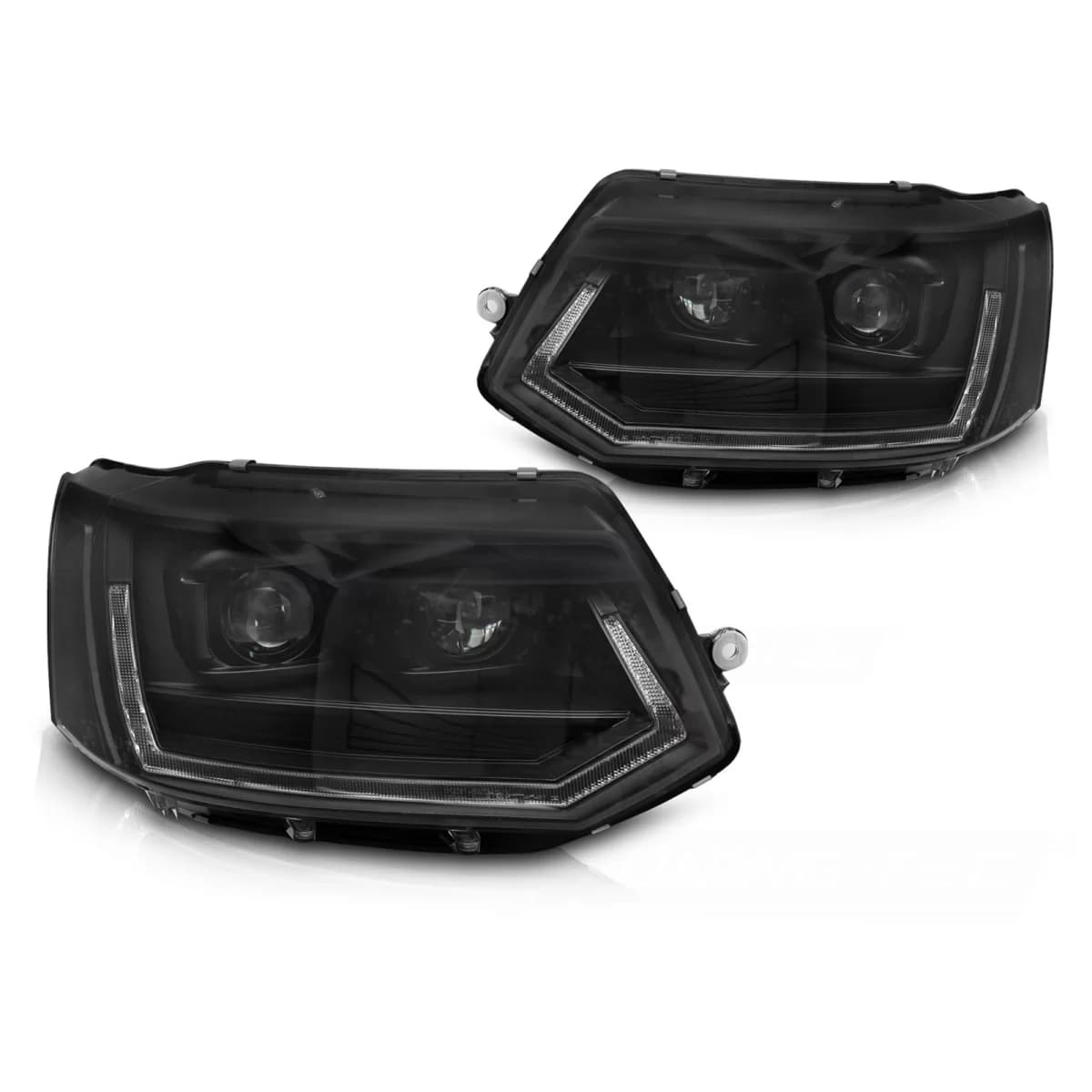 FULL LED HEADLIGHTS TUBE LIGHT T6 LOOK BLACK DRL SEQ fits VW T5 10-15