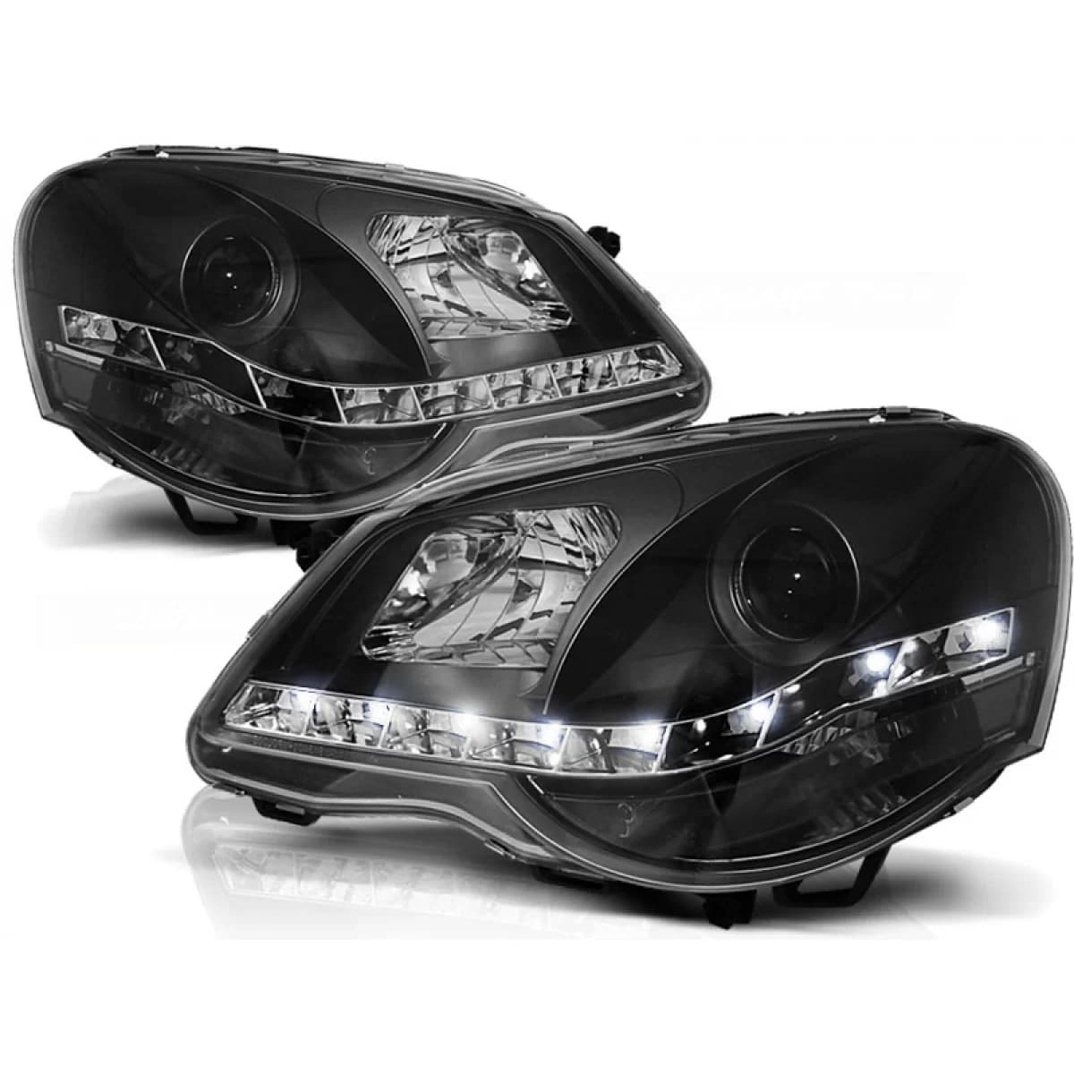 HEADLIGHTS DAYLIGHT BLACK fits VW POLO 9N3 04.05-09