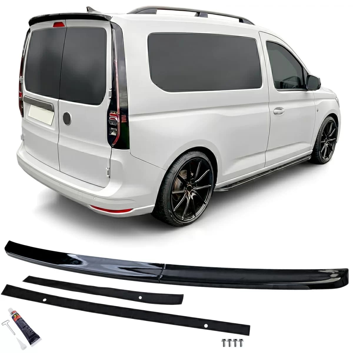 Dach Heckspoiler Sport Schwarz Glanz passt für VW Caddy V ab 2021 mit Hecktüren