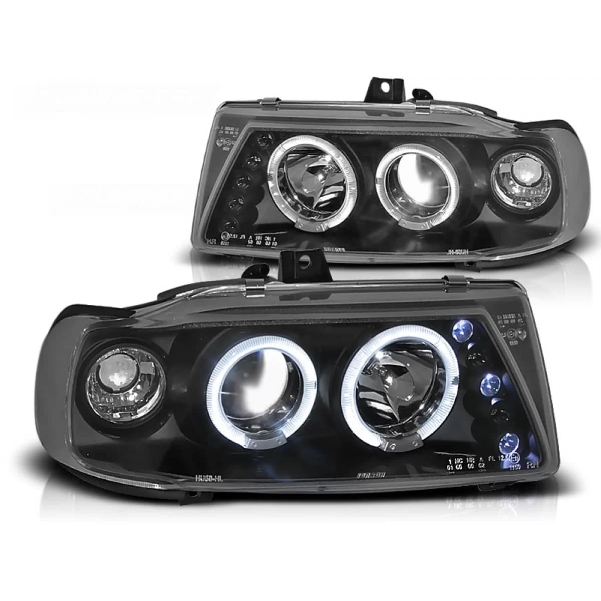 HEADLIGHTS ANGEL EYES BLACK fits SEAT IBIZA / CORDOBA/ POLO VARIANT, SEDAN 10.93-08.99