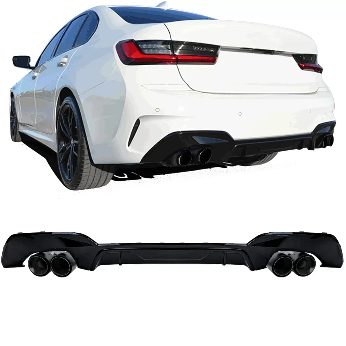 Diffuser twin-pipe tailpipe right left carbon fits for 3 Series BMW G20 G21 318 320