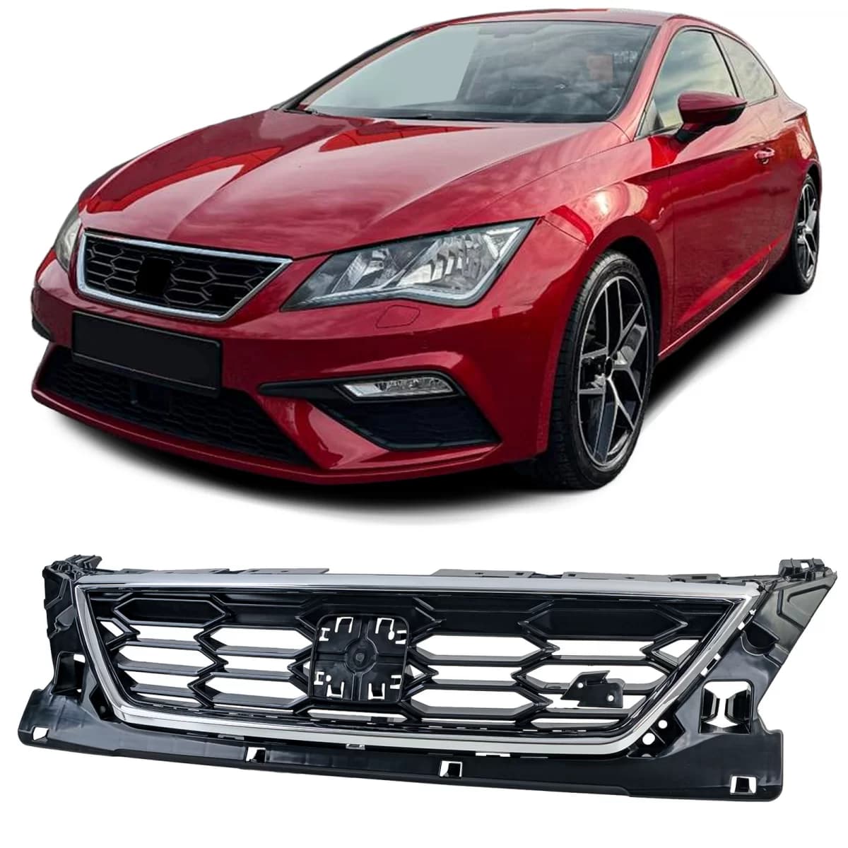 Sport upgrade grille with chrome frame for Seat Leon 5F model FR 2017-2020