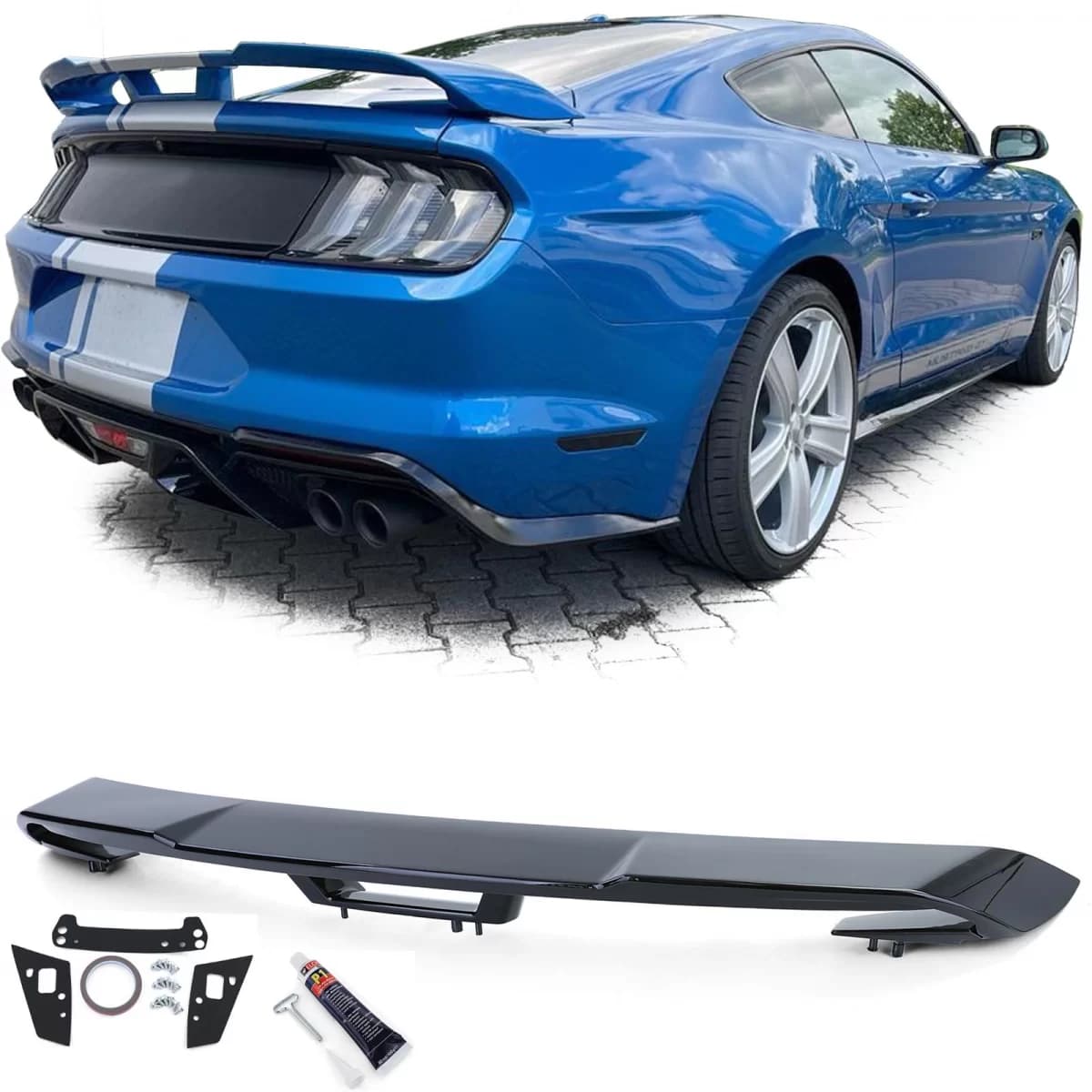 Sport rear spoiler wing Performance 500 black for Ford Mustang Coupe 14-20