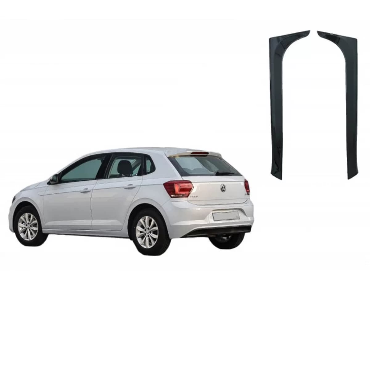 Rear Spoilers Right & Left suitable for VW Polo AW 18+ Piano Black Standard Version 2 Pcs From Abs Plastic