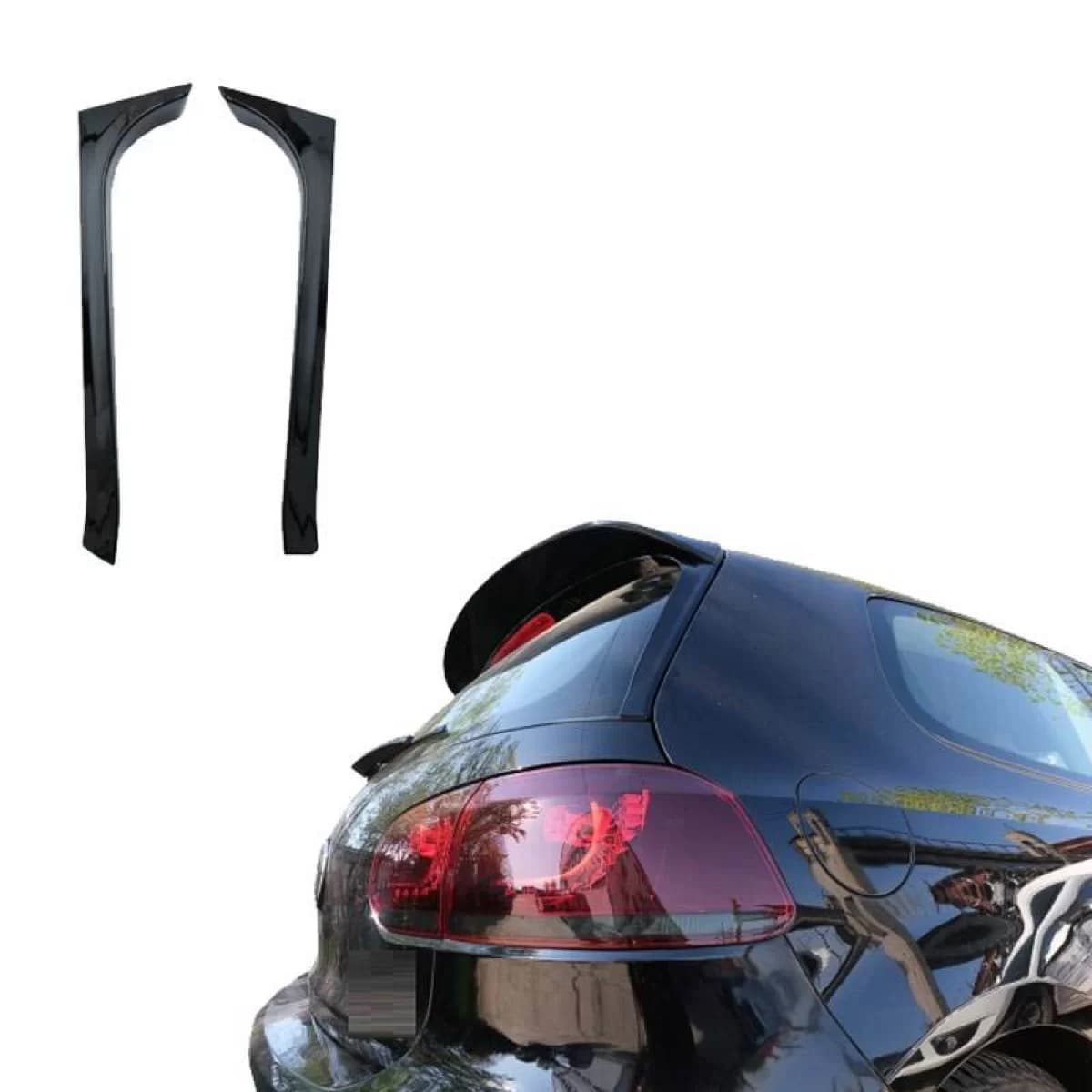 Rear Spoilers Right & Left suitable for VW Golf VI (6) 08-12 Piano Black GTI & R Version 2 Pcs From Abs Plastic