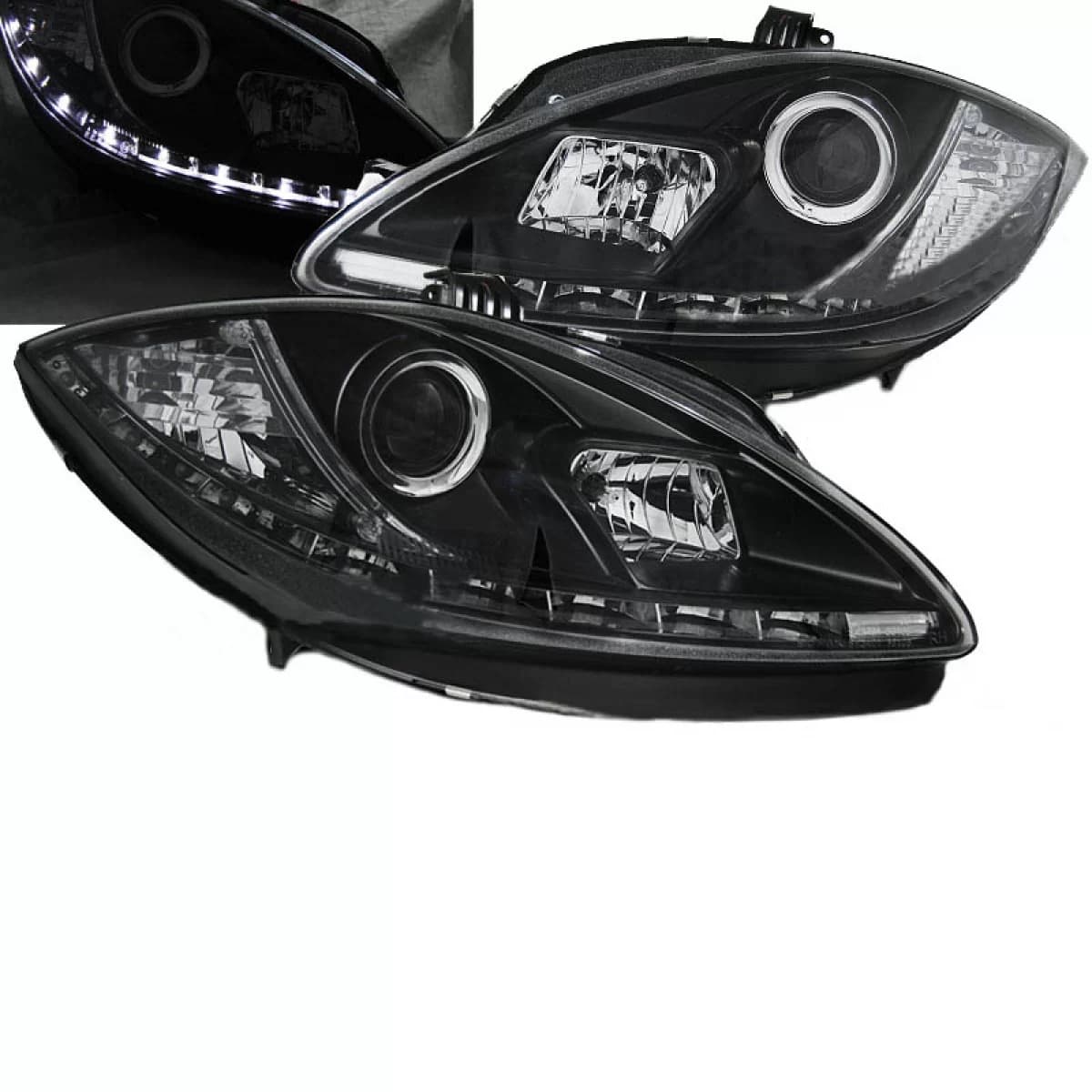 Headlights Set Suitable for Seat Leon 1P 09-13 Facelift DRL Black H1/H1 Sonar