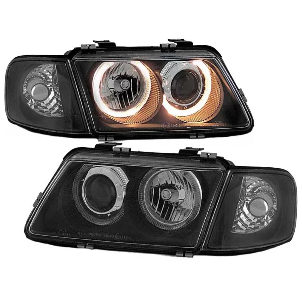 Headlights Set Suitable for Audi A3 8L 96-00 Angel Eyes Black H7/H7 Depo