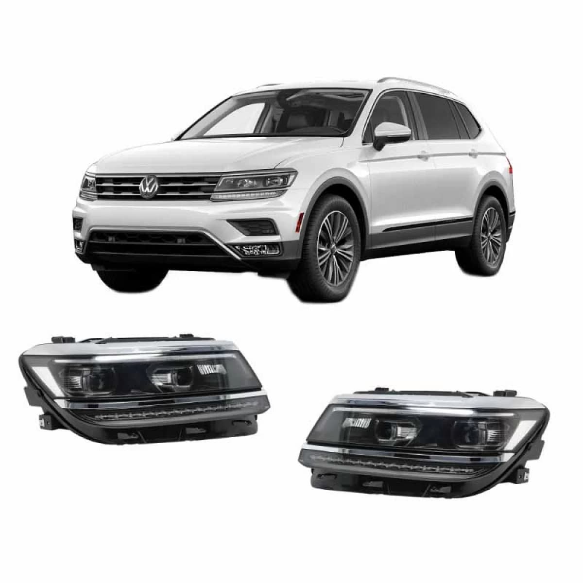 Headlights Set suitable for VW Tiguan II mk2 16+ DRL Led Matrix & Led Signal Dynamic R-Line Look H7/H7 With Motor Carner