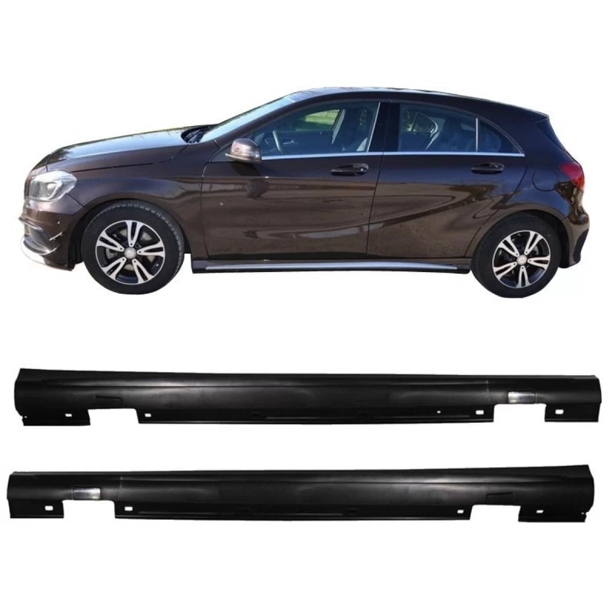 Side Skirts suitable for Mercedes-Benz A-Class W176 12-18 A Design A45 Look from ABS plastic 2 pcs