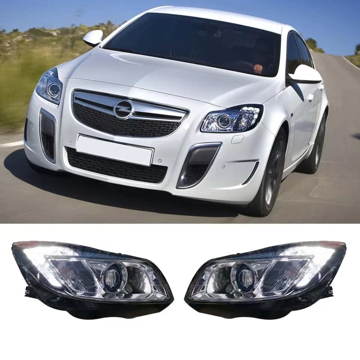 Headlights Set Suitable for Opel Insignia 08-12 TRU DRL Black H7 Carner