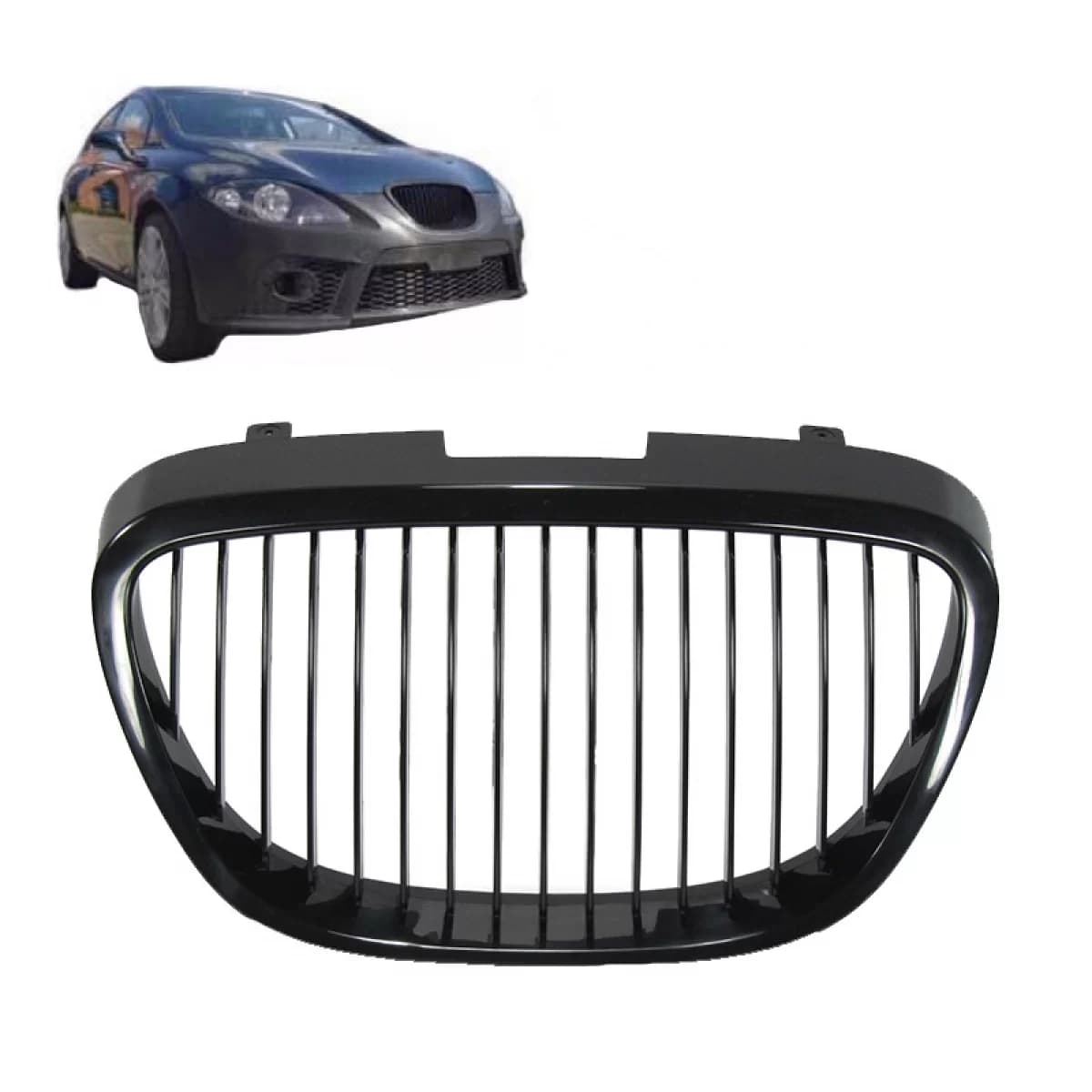 Front Grille suitable for Seat Leon 1P / Altea 05-09 Badgeless Black Gloss 1pc