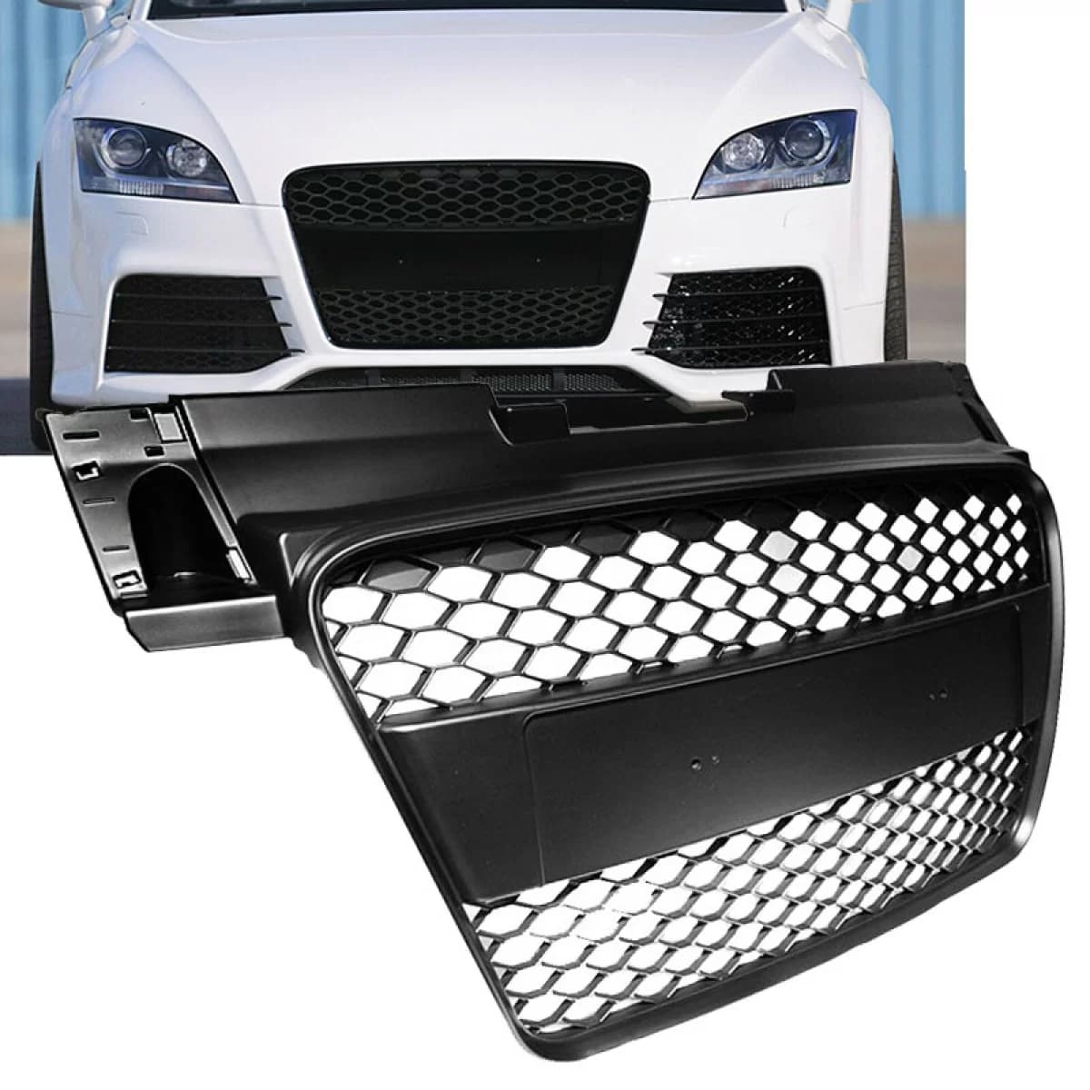 Front Grille suitable for Audi TT 8J 06-14 TTRS Look Honeycomb Matt Black 1 Pc