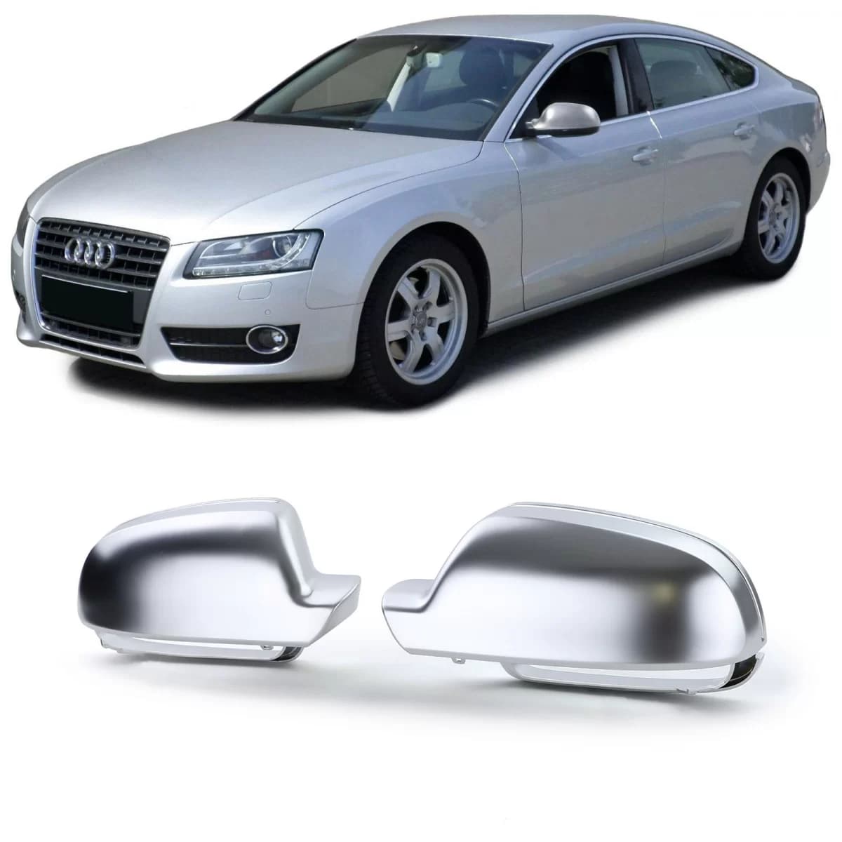Mirror caps for replacement silver matte for AUDI A3 8P A4 8K B8 A5 8T 09-