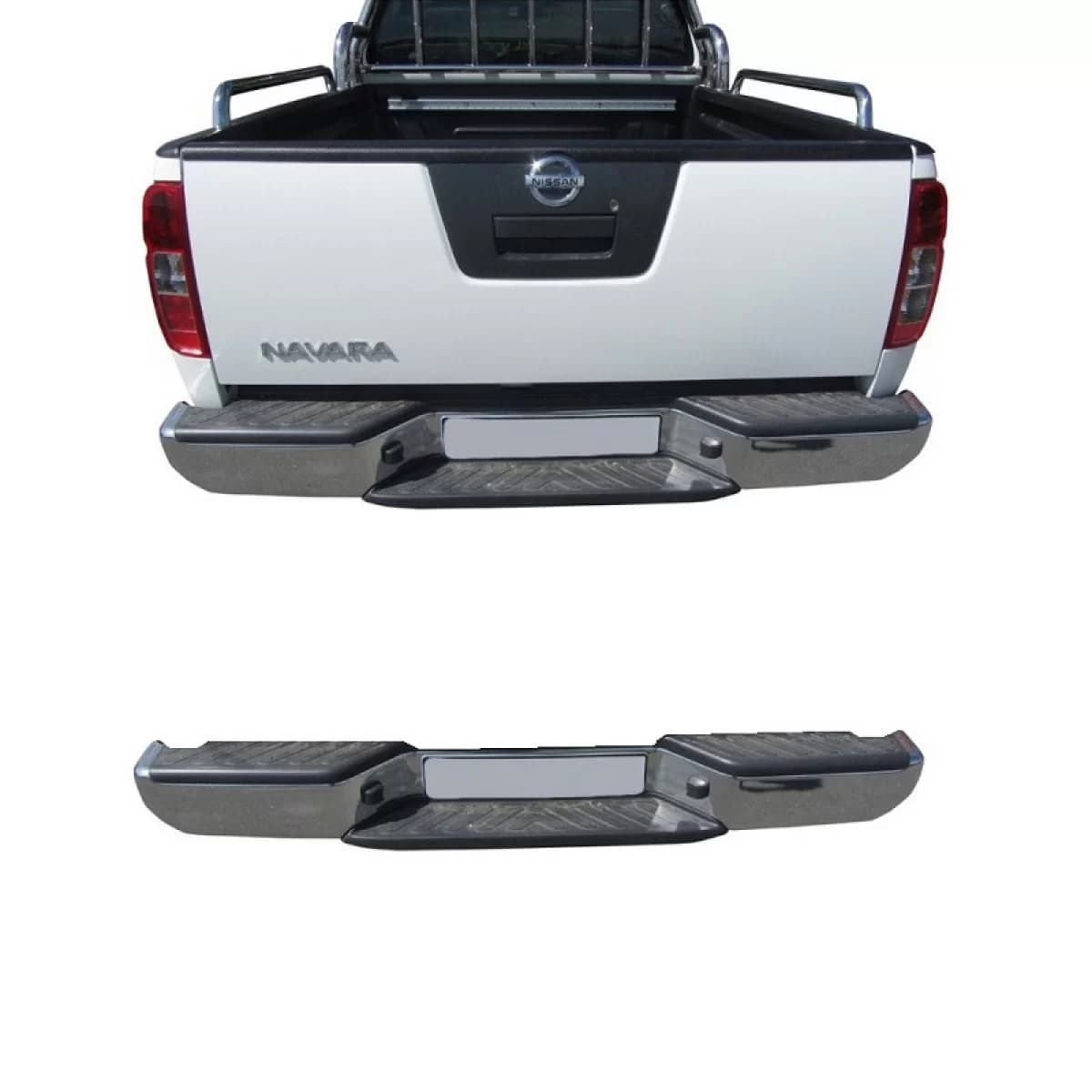 Rear Bumper suitable for Nissan Navara D40 05-15 2WD / 4WD Chrome