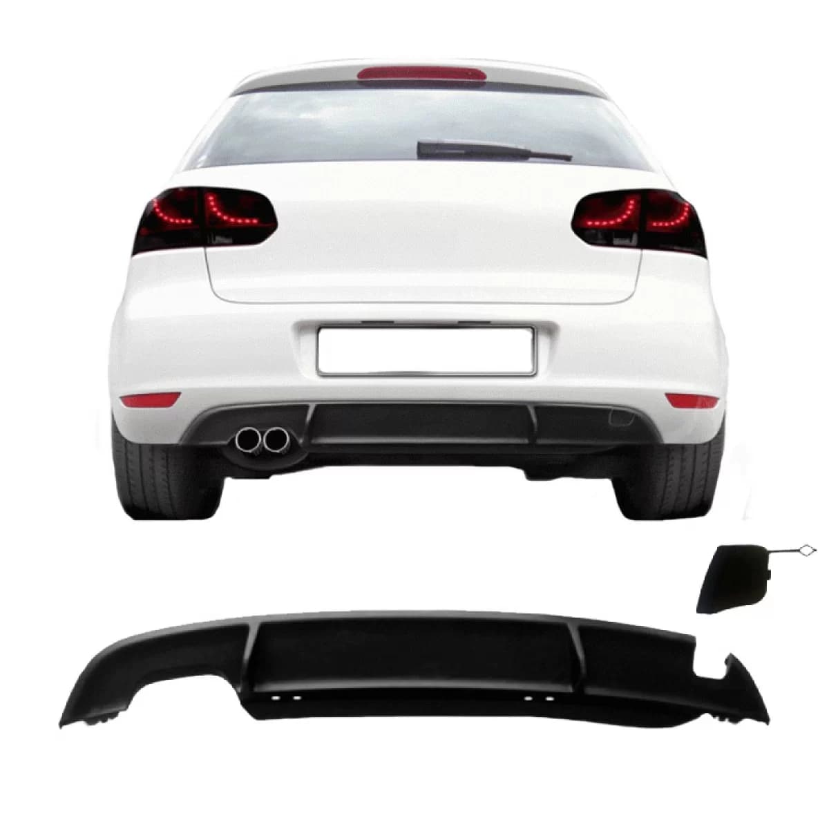 Rear Bumper Diffuser suitable for VW Golf VI (6) 08-12 GTI Look Left Exhaust From Abs Plastic 1pc