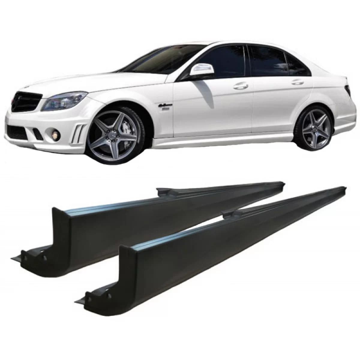 Side Skirts suitable for Mercedes-Benz C-Class W204 07-14 C63 A Design Look From Abs Plastic 2 pcs