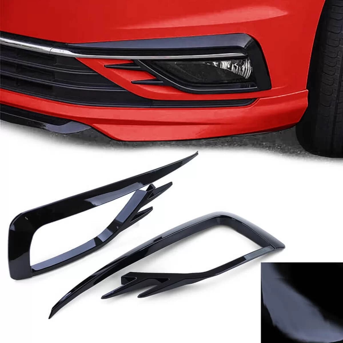 Front Bumper Side Grill (Fog Lamp Trim) suitable for VW Golf VII (7.5) 16-20 GTI Look Glossy Black Left Right 2 Pieces