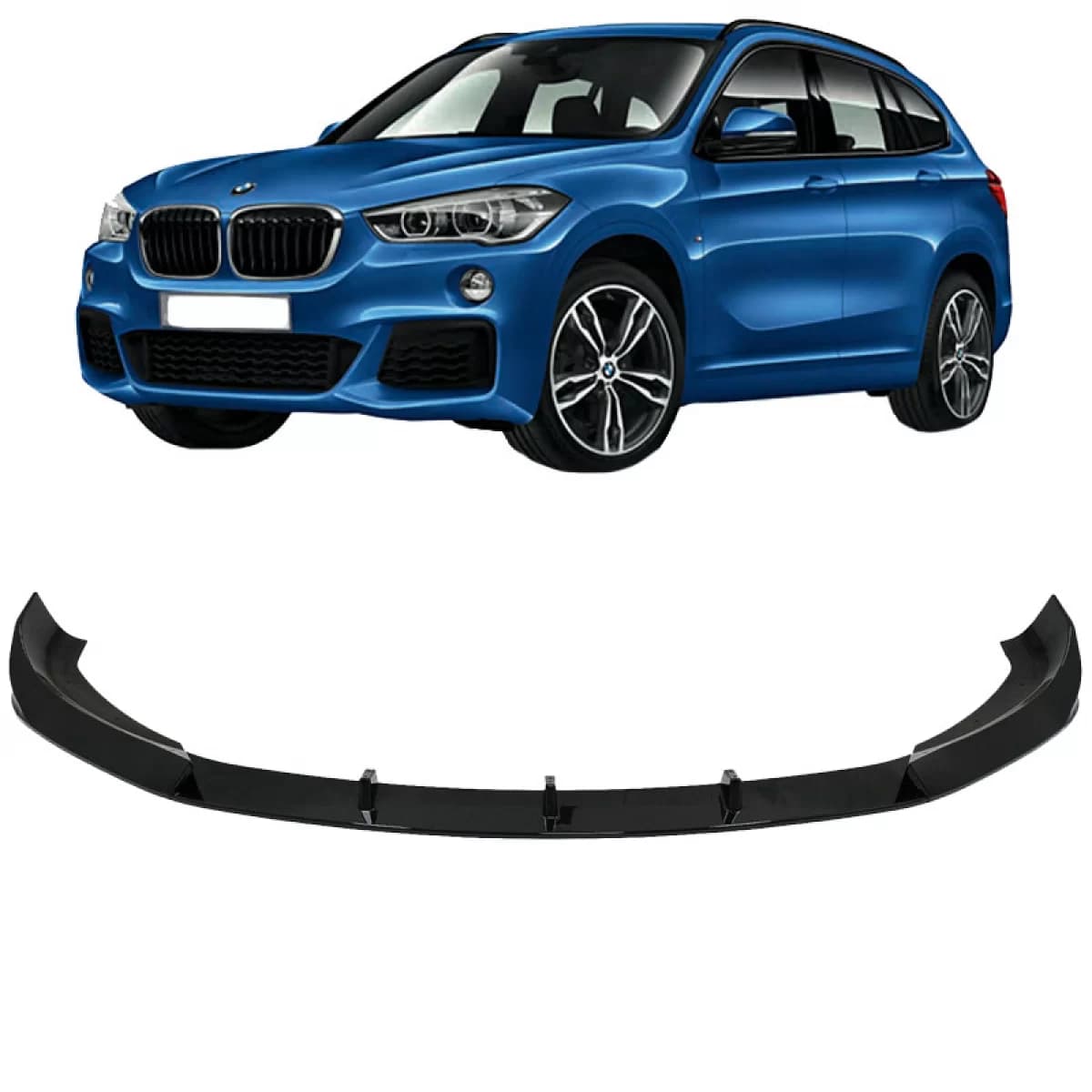 Front Spoiler suitable for BMW X1 F48 15-19 M-Packet Glossy Black 3pc