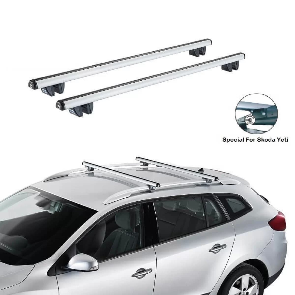 Roof Bars Aluminum CRUZ Oplus 924-051 R-118cm Railing System suitable for Skoda Yeti 09-14 Silver 2 Pieces