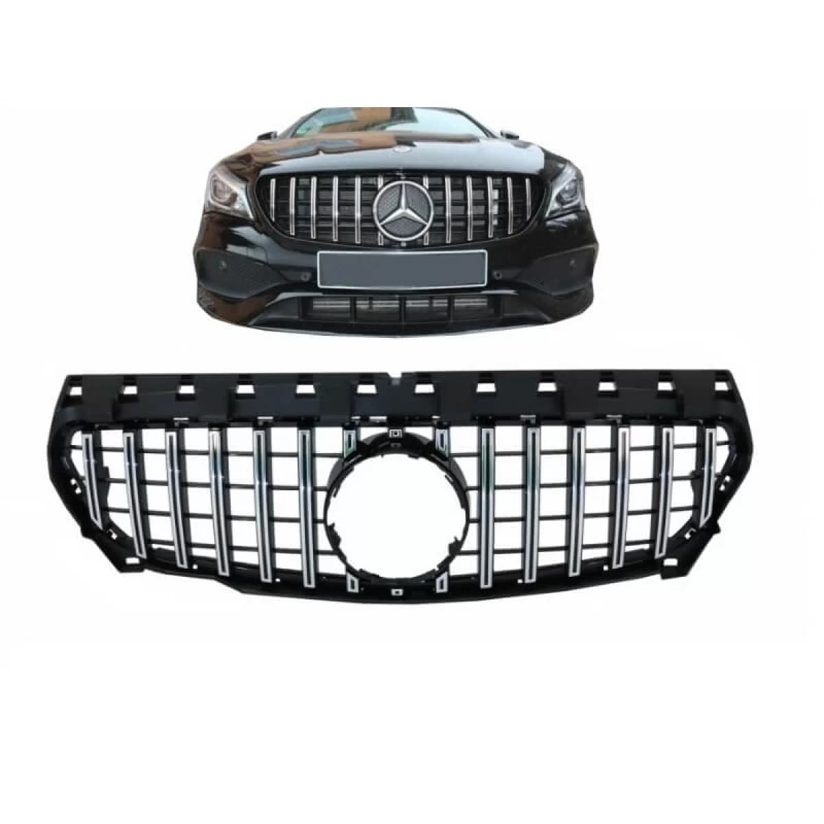 Front Grille suitable for Mercedes-Benz CLA-Class C117 / W117 13-19 GT A Design Panamericana Look Black/Chrome 1 Pc