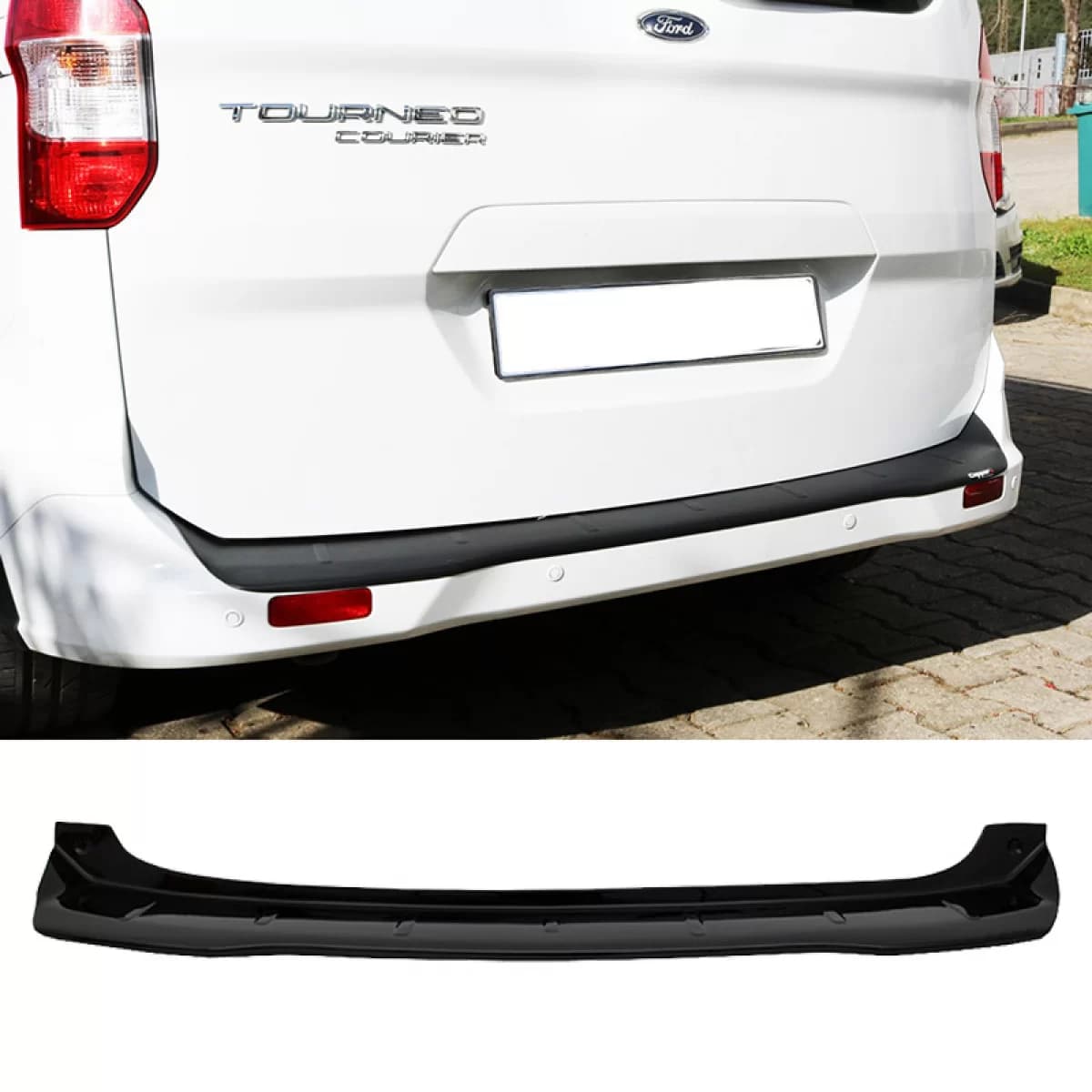 Rear Bumper Protector suitable for Ford Courier Tourneo / Transit 2014+ From Abs Plastic Black