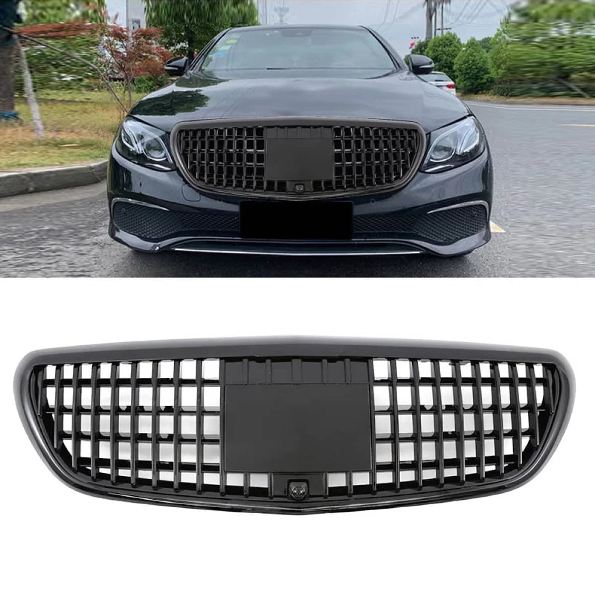 Front Grille suitable for Mercedes-Benz E-Class W213 16-20 Exclusive Maybach Look Gloss Black 1pc