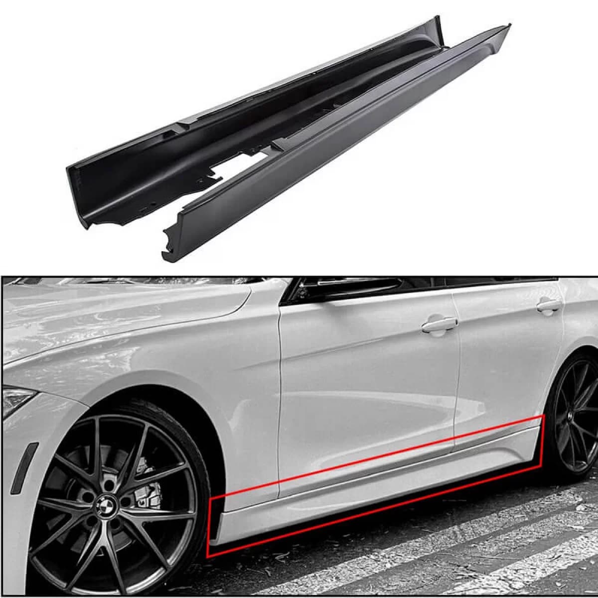 Side Skirts suitable for BMW 3 F30 11-19 M-Tech Look from ABS plastic 2 pc